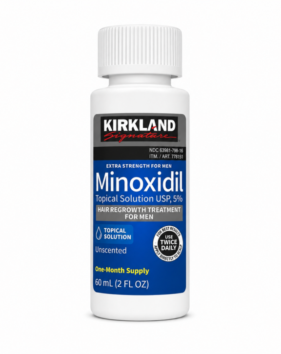 Topical hair growth treatment (50ml) formulated to stimulate scalp follicles and restore hair density.